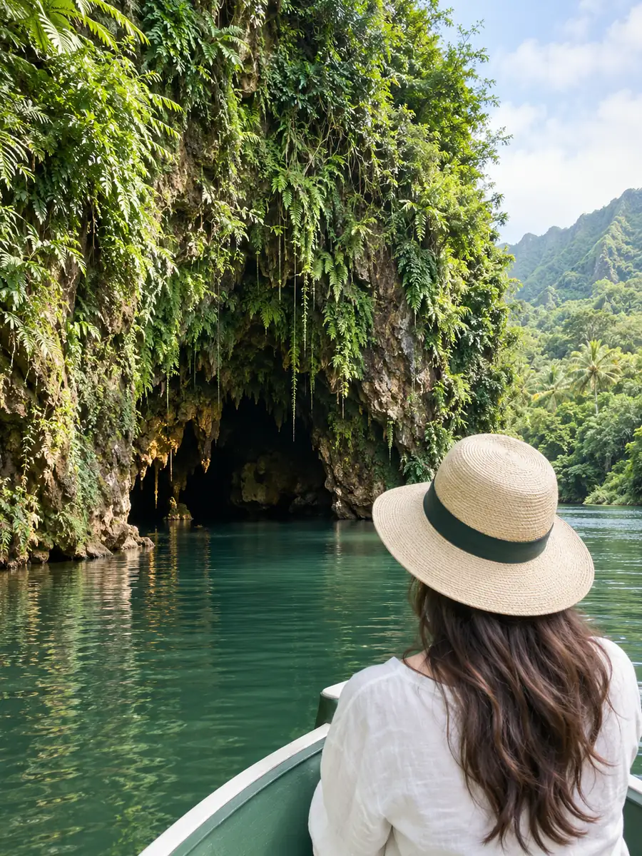 Blick auf die Farngrotte und den Wailua River